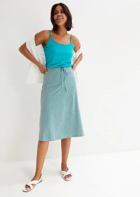 Žerzejov&aacute; sukně s proužky, ke kolenům, bonprix