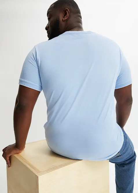 Tričko s v&yacute;střihem do V a dvojit&yacute;m vzhledem, bonprix