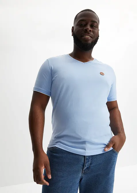 Tričko s v&yacute;střihem do V a dvojit&yacute;m vzhledem, bonprix