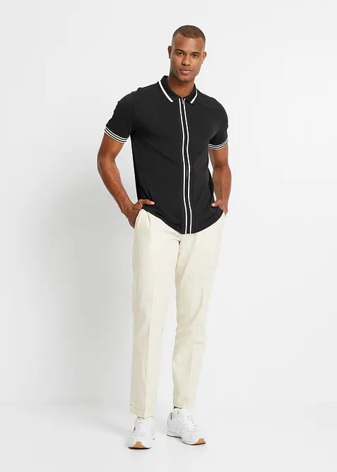 P&oacute;lo tričko z pik&eacute; z čist&eacute; bavlny, se zipem, bonprix