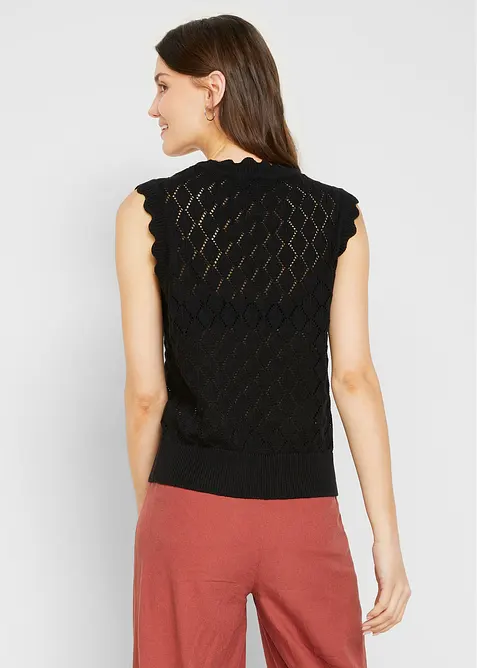 Ažurová vesta z bavlněné směsi, bonprix