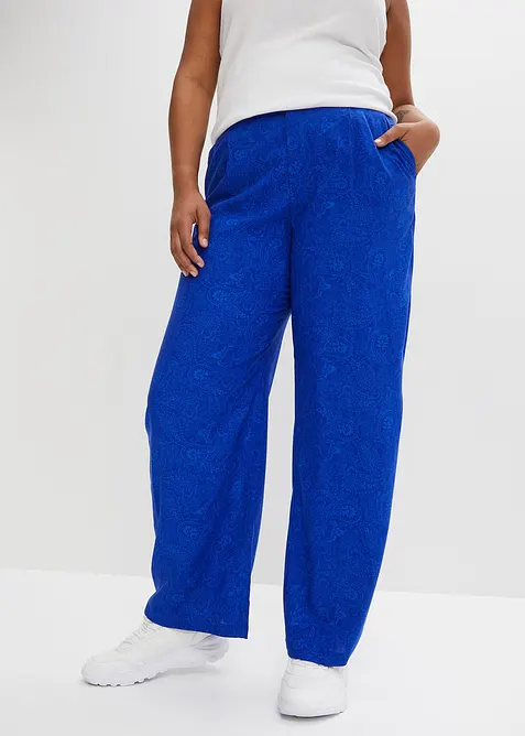 Kalhoty Palazzo ze spl&yacute;vav&eacute; visk&oacute;zy, bonprix