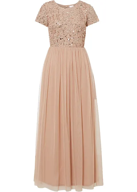 Dlouhé šaty s pajetkovou výšivkou, bonprix