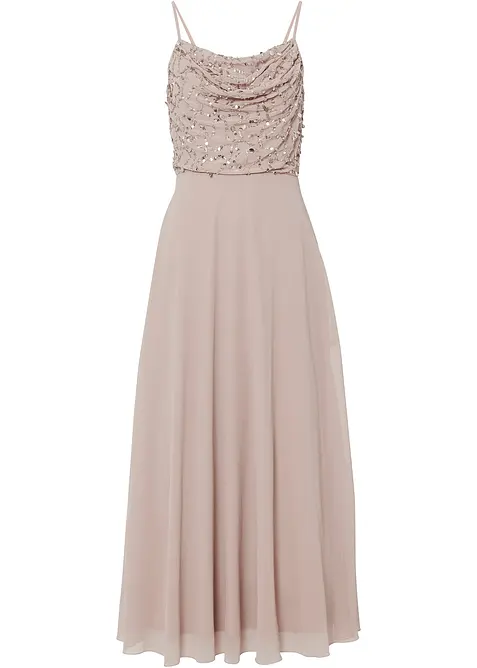 Šaty na ramínka, s výšivkou s flitry, bonprix