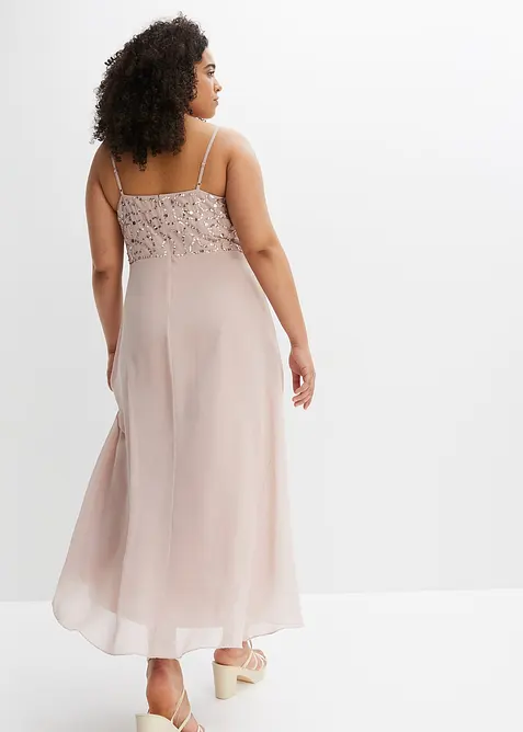 Šaty na ramínka, s výšivkou s flitry, bonprix