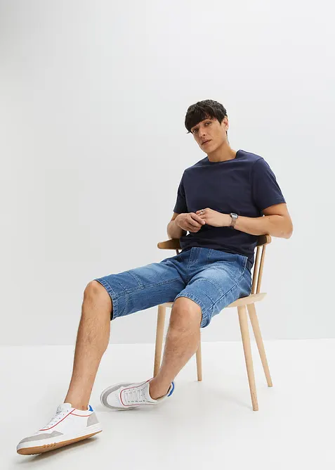 Lehké dlouhé džínové bermudy bez zapínání, Relaxed Fit, bonprix