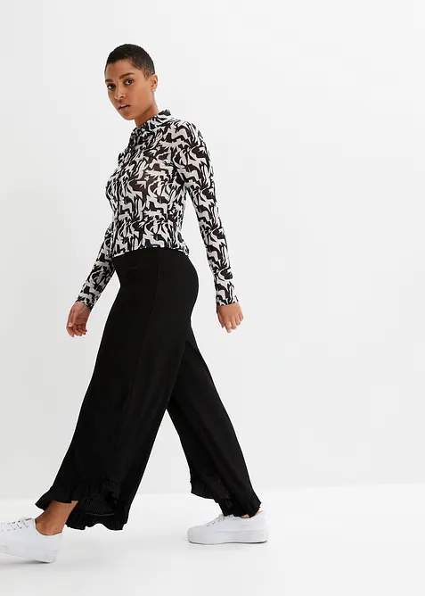 Kalhoty bez zap&iacute;n&aacute;n&iacute;, ze strukturovan&eacute;ho krepu, bonprix