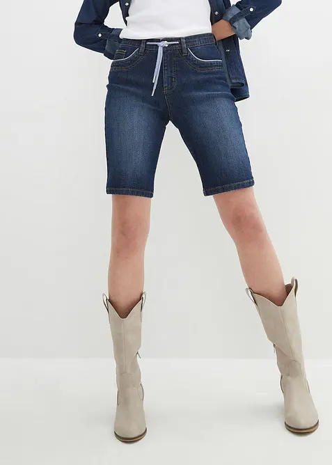 Džínové bermudy Slim Fit Mid Waist, bonprix