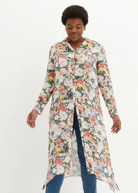 Dlouh&aacute; halenka ze spl&yacute;vav&eacute; visk&oacute;zy, bonprix