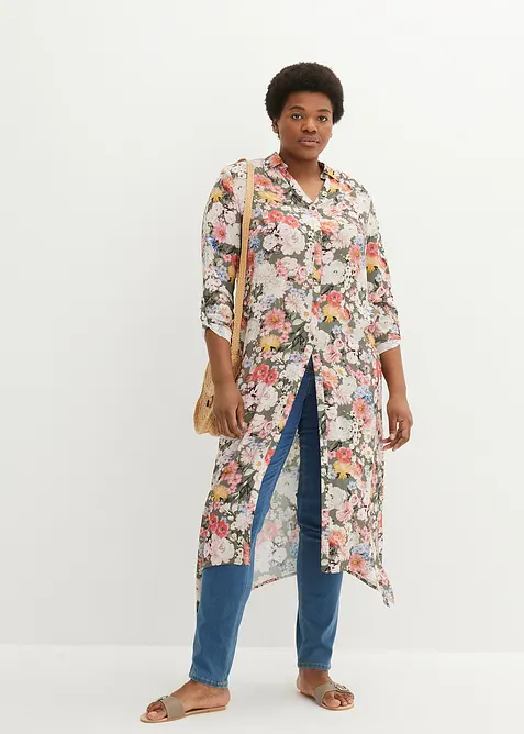 Dlouh&aacute; halenka ze spl&yacute;vav&eacute; visk&oacute;zy, bonprix