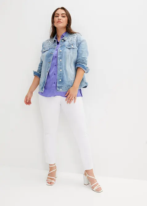 Dž&iacute;nov&aacute; bunda se &scaron;trasovou aplikac&iacute;, bonprix