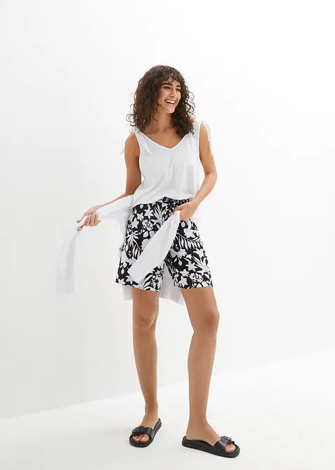 Široké viskózové šortky s pohodlným pasem, High Waist, bonprix