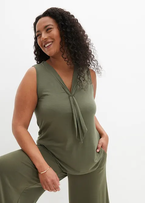 Pěkný top s mašlí u výstřihu, bonprix