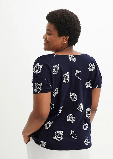 Triko s kulatým výstřihem, z organické bavlny, bonprix