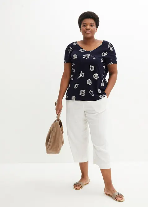 Triko s kulatým výstřihem, z organické bavlny, bonprix