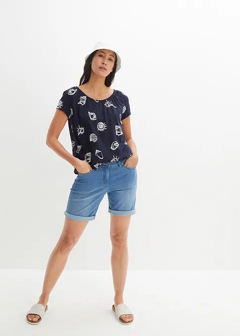 Triko s kulatým výstřihem, z organické bavlny, bonprix