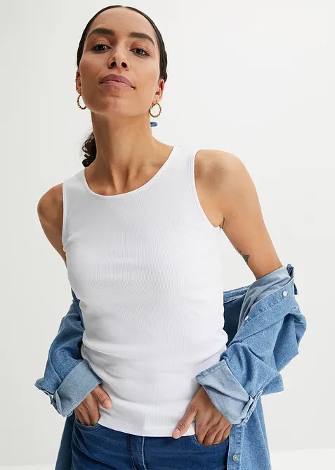 Žebrovan&yacute; top z čist&eacute; organick&eacute; bavlny (2 ks v balen&iacute;), bonprix