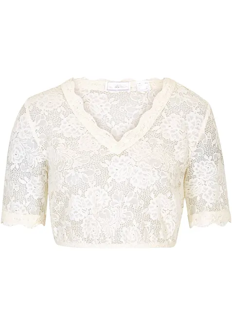 Krojová halenka s krajkou a knoflíkem, bonprix