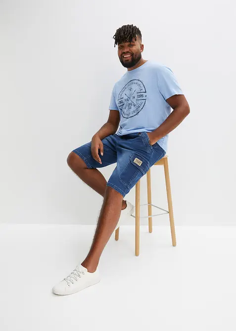 Strečové džínové cargo bermudy, Regular Fit, bonprix