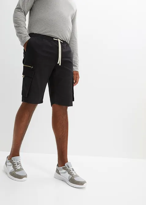 Strečové bermudy bez zapínání s cargo kapsami, Regular Fit, bonprix