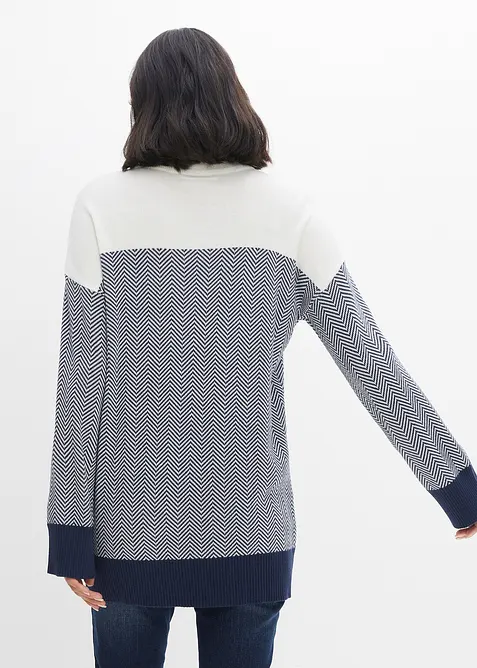 Ležérní dlouhý pletený svetr, bonprix