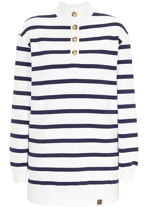 Dlouh&aacute; mikina s l&iacute;mcem na knofl&iacute;ky, bonprix