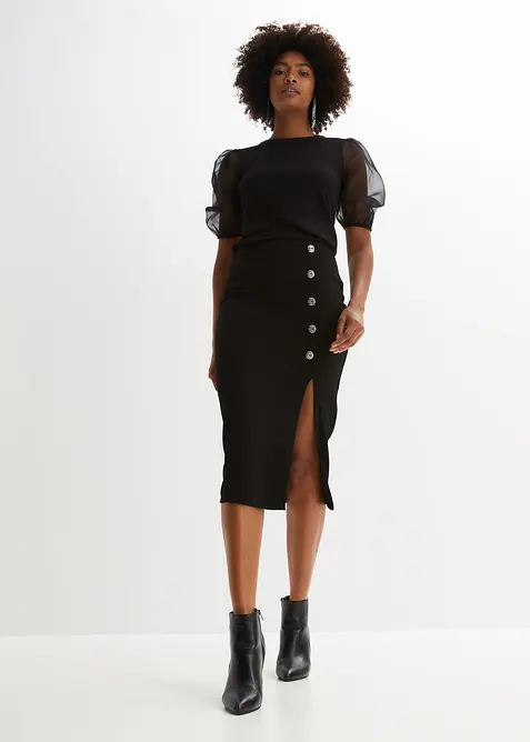 Sukně s knofl&iacute;kovou l&eacute;gou, bonprix