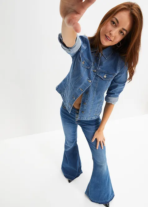 Zvonové džíny s nezačištěným okrajem nohavic, bonprix