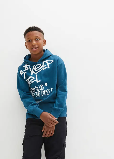 Mikina s kapucí a graffiti potiskem, z čisté organické bavlny, bonprix