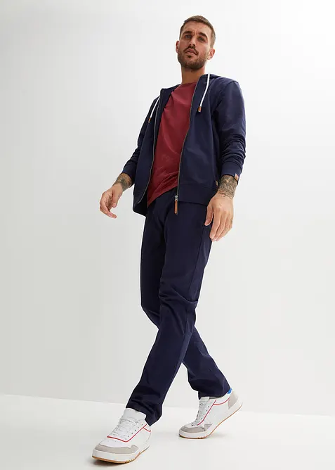 Mikina na zapínání s kapucí a s detaily z umělé kůže, bonprix