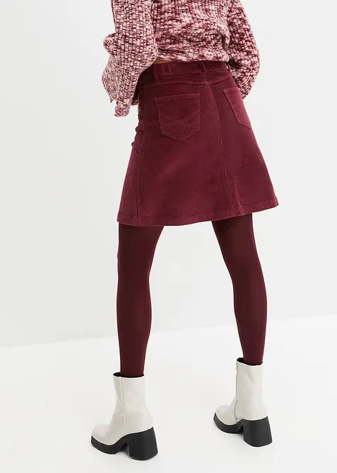 Strečov&aacute; man&scaron;estrov&aacute; sukně s knofl&iacute;kovou l&eacute;gou, bonprix