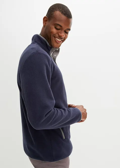 Fl&iacute;sov&aacute; mikina s l&iacute;mcem na zip, praktick&yacute;mi kapsami a skvěl&yacute;mi kontrastn&iacute;mi detaily, bonprix