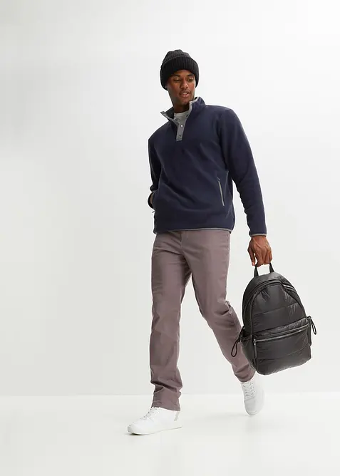 Fl&iacute;sov&aacute; mikina s l&iacute;mcem na zip, praktick&yacute;mi kapsami a skvěl&yacute;mi kontrastn&iacute;mi detaily, bonprix