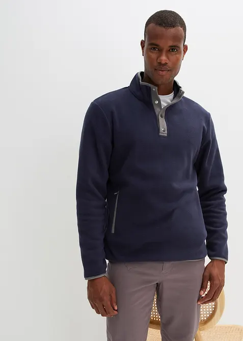 Fl&iacute;sov&aacute; mikina s l&iacute;mcem na zip, praktick&yacute;mi kapsami a skvěl&yacute;mi kontrastn&iacute;mi detaily, bonprix