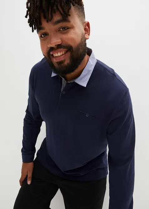 Pólo triko z piké z čisté bavlny, dlouhý rukáv, bonprix