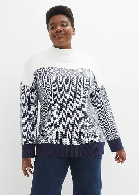 Ležérní dlouhý pletený svetr, bonprix