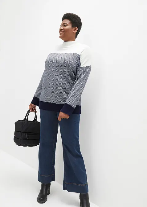 Ležérní dlouhý pletený svetr, bonprix