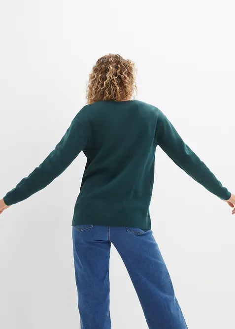 Svetr z úpletu Milano Rib s výstřihem do V, bonprix