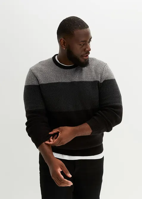 Svetr s kulat&yacute;m v&yacute;střihem, ve stylu colourblocking, bonprix