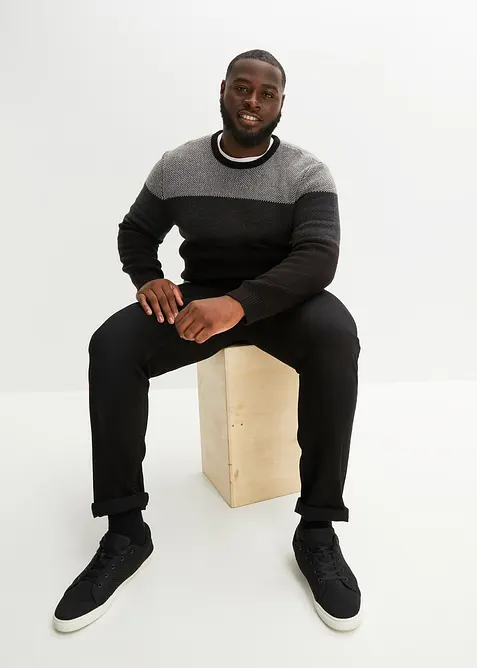 Svetr s kulat&yacute;m v&yacute;střihem, ve stylu colourblocking, bonprix