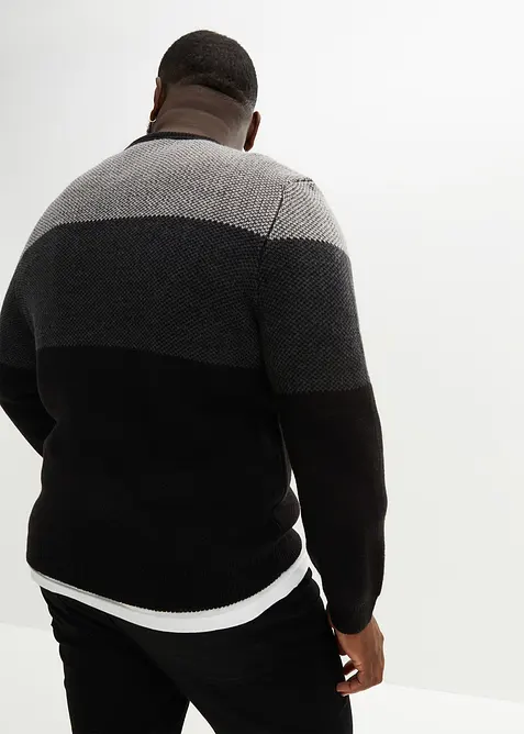 Svetr s kulat&yacute;m v&yacute;střihem, ve stylu colourblocking, bonprix