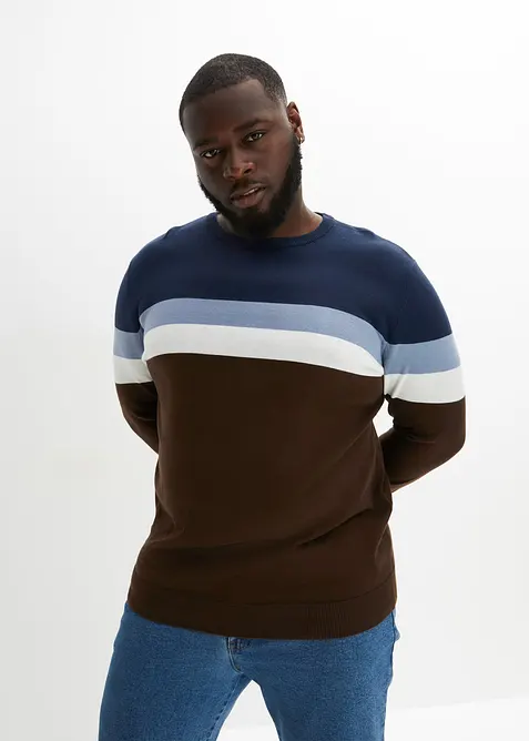 Jemně pletený svetr s Colorblocking s bavlnou, bonprix