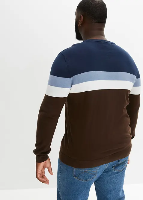Jemně pletený svetr s Colorblocking s bavlnou, bonprix