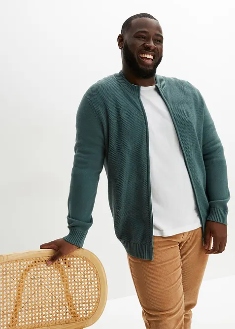 Rozepínací svetr z jemné pleteniny z čisté bavlny, bonprix