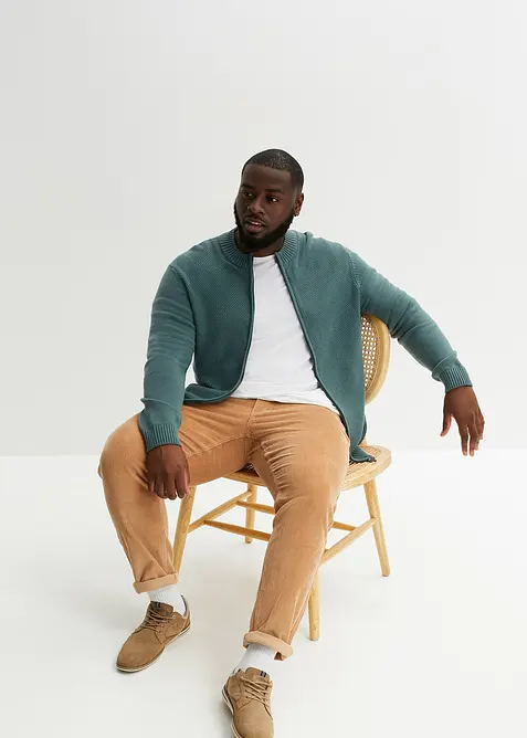 Rozepínací svetr z jemné pleteniny z čisté bavlny, bonprix