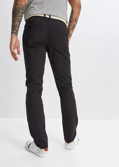 Chino kalhoty s pohodlným pasem a opaskem, Regular Fit, Straight, bonprix