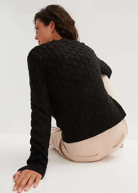 Ažurový pletený kabátek, bonprix