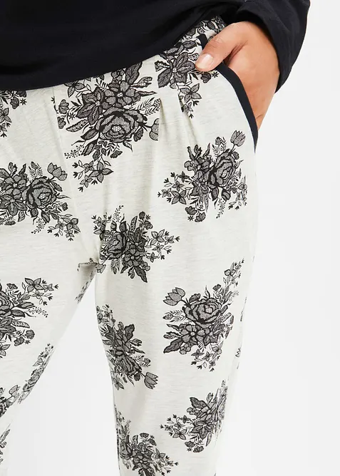 Pyžamo s krajkou a průhmatovými kapsami, s organickou bavlnou, bonprix