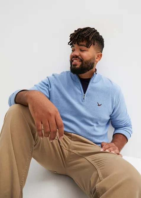 Svetr s límcem na zip s recyklovanou bavlnou, bonprix