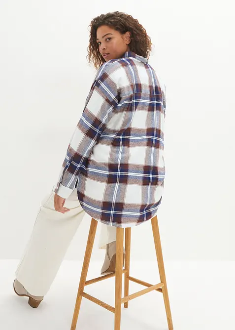 Dlouh&aacute; flanelov&aacute; ko&scaron;ile z čist&eacute; bavlny, bonprix